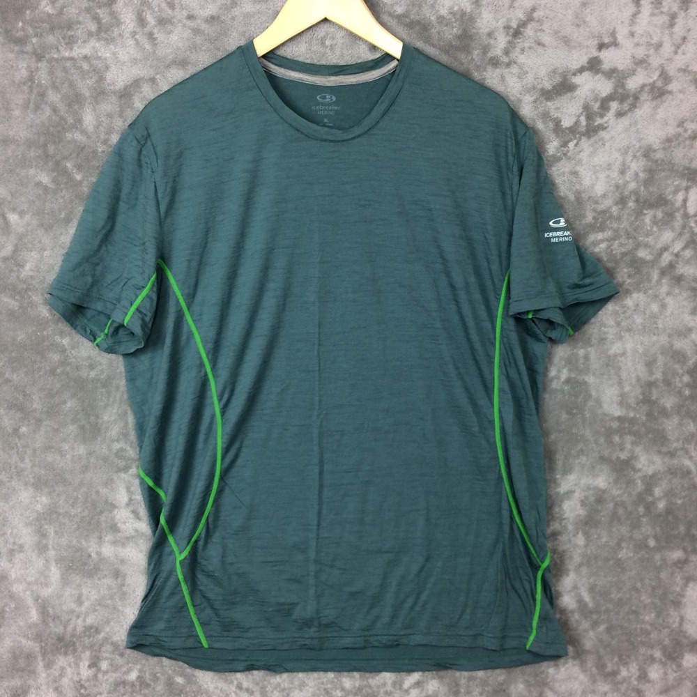 Icebreaker Base Layer Shirt Mens XL Merino Wool Outdoors Lightweight Green